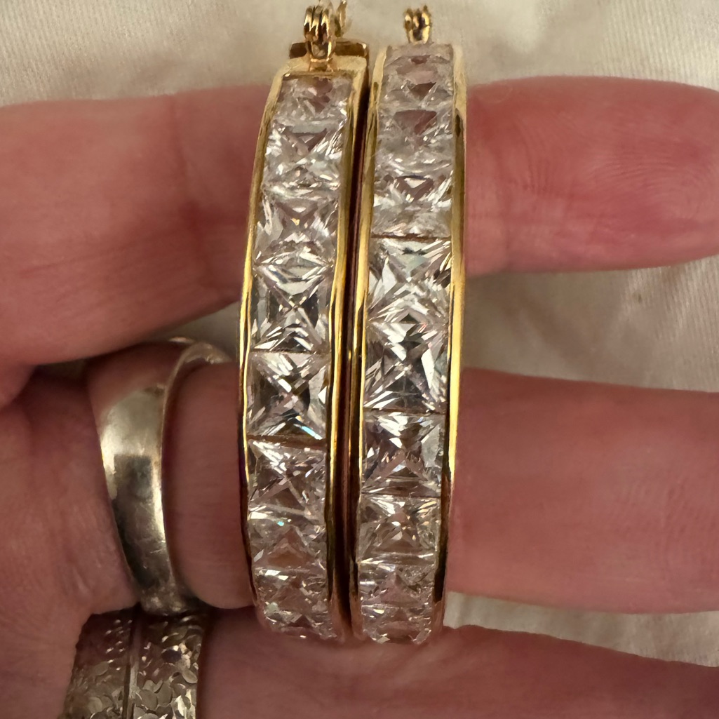 Seta 14 Gold Plated Inside Out Crystal Hoops 2